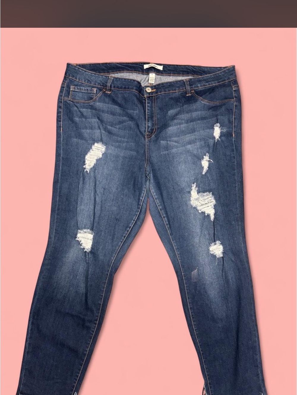 refuge Ripped Skinny Jeans in Dark Blue size 22